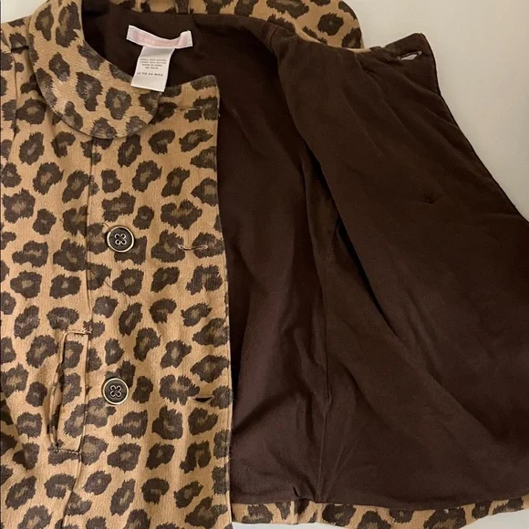 Janie and Jack Brown Leopard Print Pea Coat - Picture 4 of 6
